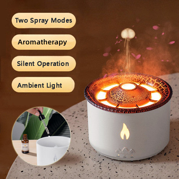 New Creative Ultrasonic Essential Oil Humidifier Volcano Aromatherapy Machine Spray Jellyfish Air Flame Humidifier Diffuser - uniqe store 