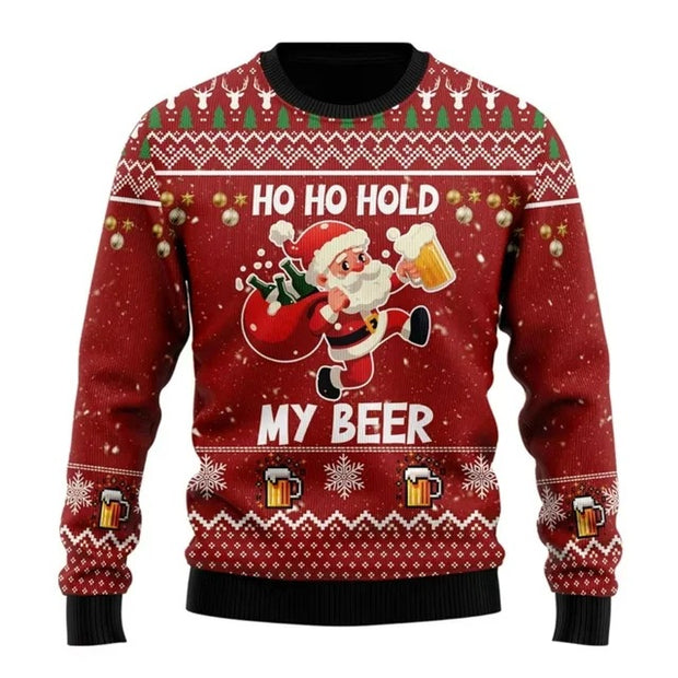 Men's Creative Santa Beer Pattern Fashion Hoodie - uniqe store 