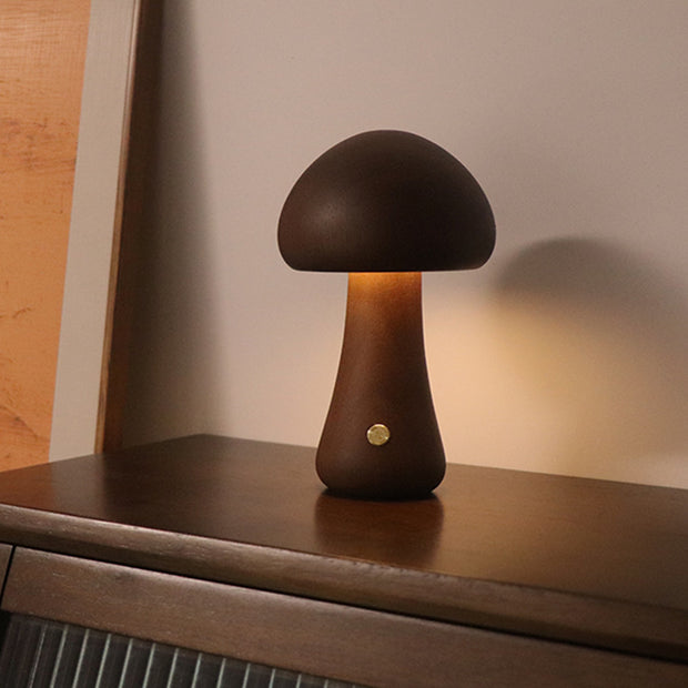 INS Wooden Cute Mushroom LED Night Light With Touch Switch  Bedside Table Lamp For Bedroom Childrens Room Sleeping Night Lamps Home Decor - uniqe store 