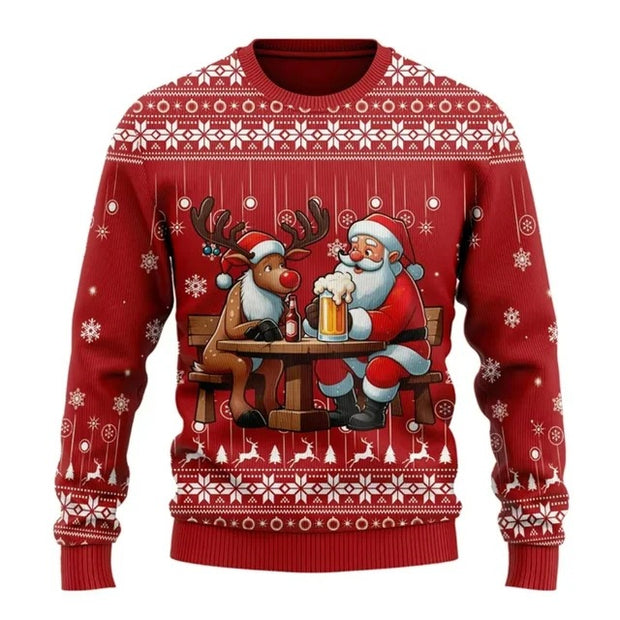Men's Creative Santa Beer Pattern Fashion Hoodie - uniqe store 