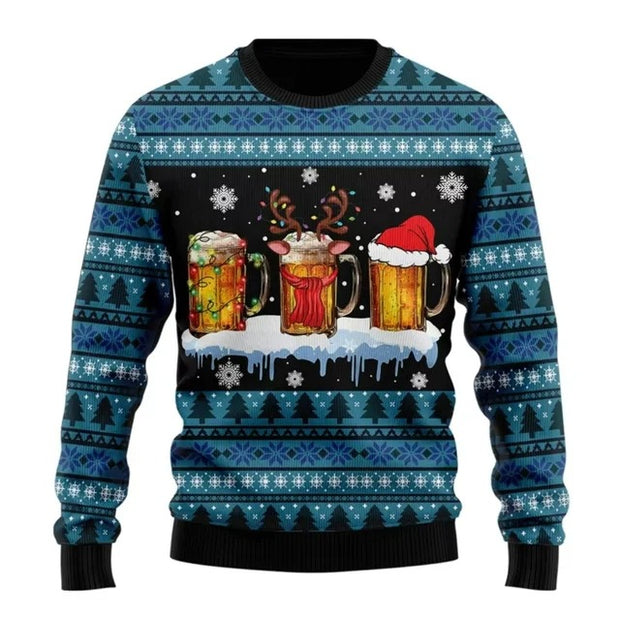 Men's Creative Santa Beer Pattern Fashion Hoodie - uniqe store 