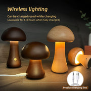 INS Wooden Cute Mushroom LED Night Light With Touch Switch  Bedside Table Lamp For Bedroom Childrens Room Sleeping Night Lamps Home Decor - uniqe store 