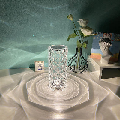 Nordic Crystal Lamp USB Table Lamps Bedroom Touch Dimming Atmosphere Diamond Night Light Rose Projector Lamp Decor - uniqe store 