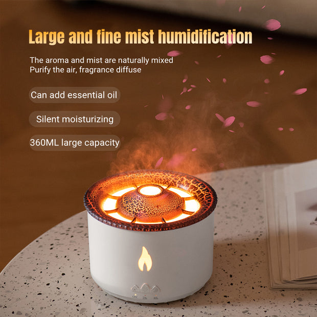New Creative Ultrasonic Essential Oil Humidifier Volcano Aromatherapy Machine Spray Jellyfish Air Flame Humidifier Diffuser - uniqe store 