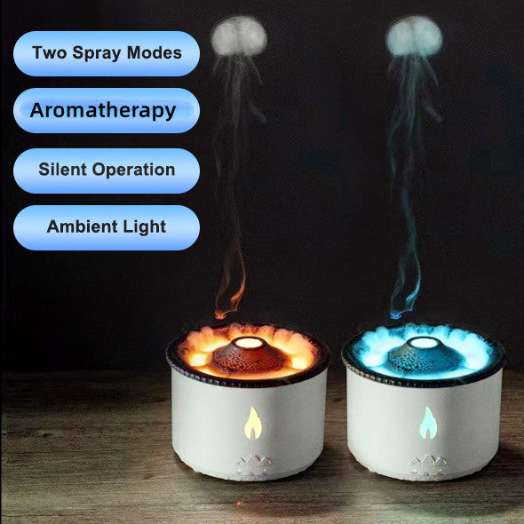 New Creative Ultrasonic Essential Oil Humidifier Volcano Aromatherapy Machine Spray Jellyfish Air Flame Humidifier Diffuser - uniqe store 